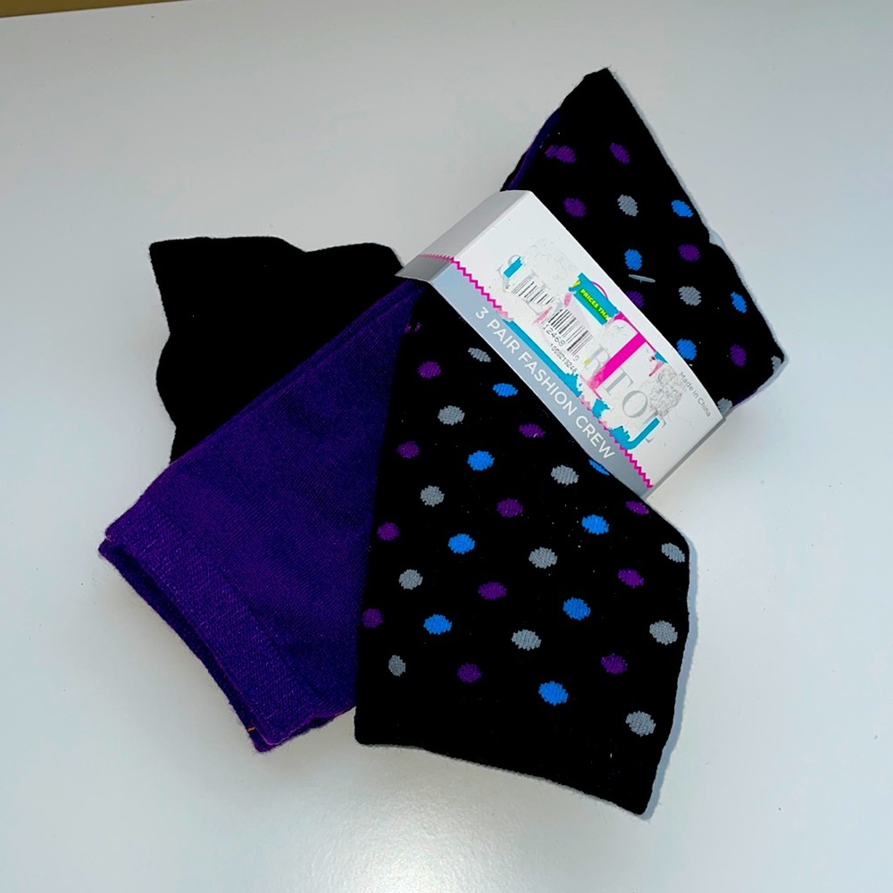 NWT set of 3 purple black combo SILVERTOE socks